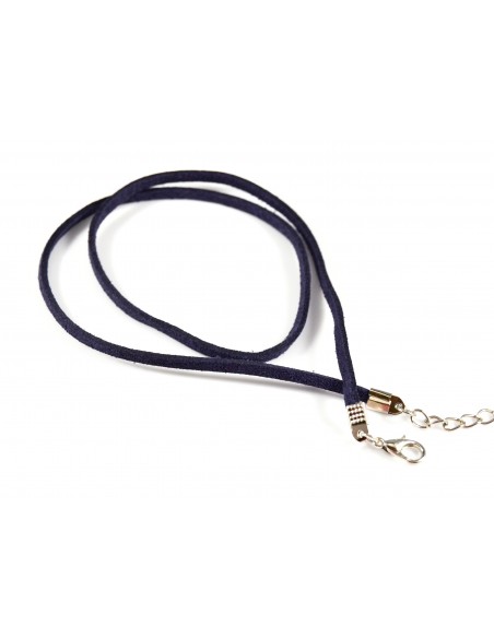 Baza colier faux suede bleumarin cu inchizatoare lobster si lant prelungitor