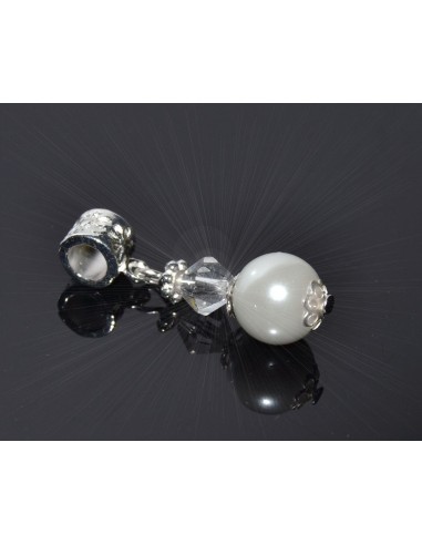 Pandantiv PANDORA perla alba si cristal 30 mm