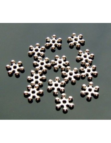 10 Distantiere placate cu argint fulg de nea 8 mm