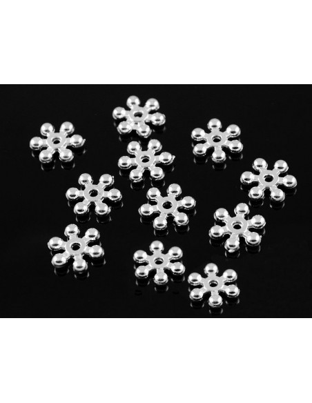 10 Distantiere placate cu argint fulg de nea 8 mm