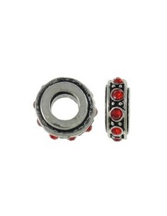 Rondele pandora argintii cu cristale 11 x 5 mm