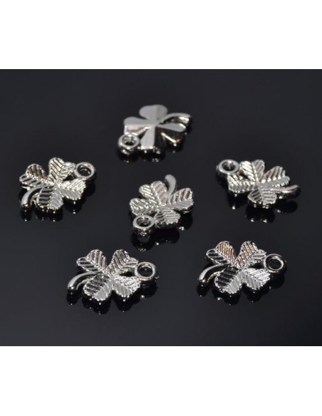 10 Charm trifoi norocos argintiu 15 x 10 mm