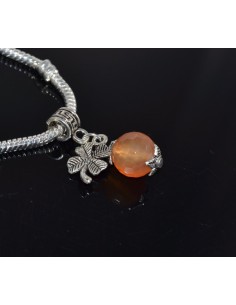 Pandantiv PANDORA carneol microfatetat si trifoi 28 mm