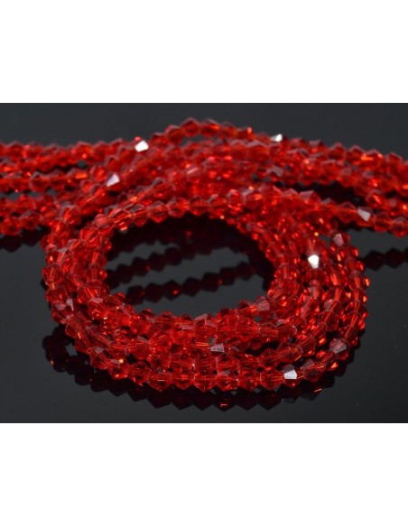 10 Margele cristal biconic 4 mm rosu