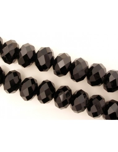 Rondele fatetate 6 x 8 mm negru "Jet"