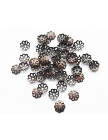 50 Capacele decorative floare cupru antichizat 6 mm