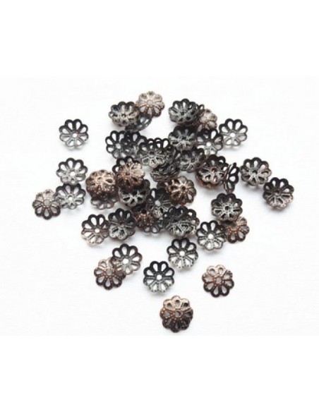50 Capacele decorative floare cupru antichizat 6 mm