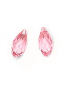 2 Briolete fatetate cristal rose 6 x 12 mm
