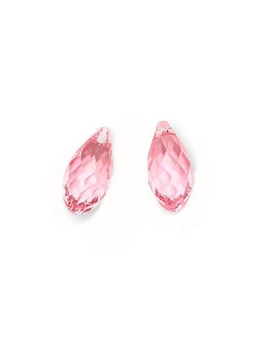 2 Briolete fatetate cristal rose 6 x 12 mm