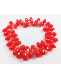 Brioleta fatetata cristal rosu mat 6 x 11 mm