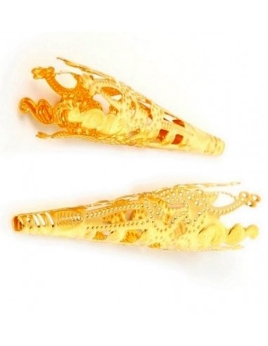 Capacele decorative aurii conice filigran 40 x 8 mm