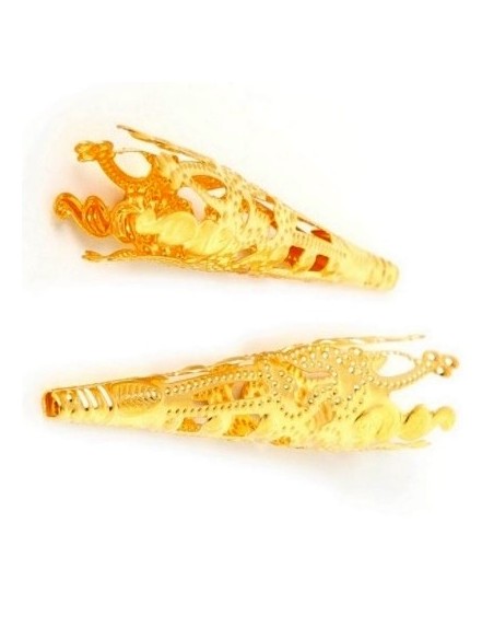 Capacele decorative aurii conice filigran 40 x 8 mm