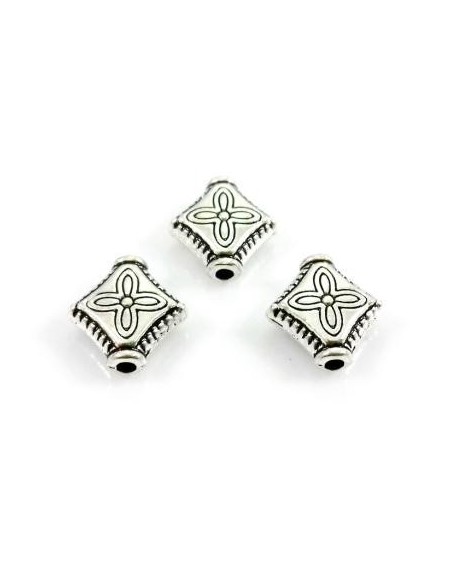 4 Distantiere argintii antichizat romb 10 mm