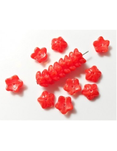 4 Margele sticla Cehia floare Orange 11 mm