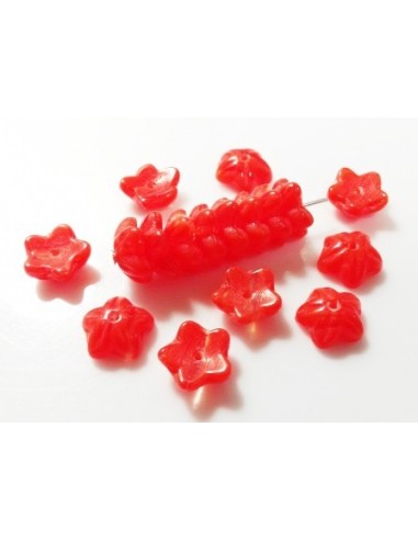 4 Margele sticla Cehia floare Orange 11 mm