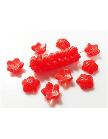 4 Margele sticla Cehia floare Orange 11 mm