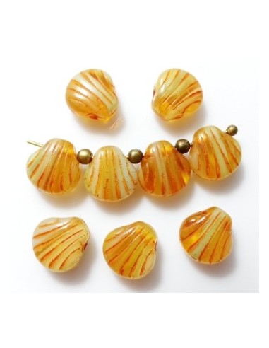 4 Margele sticla presata Cehia scoica maro 9 mm