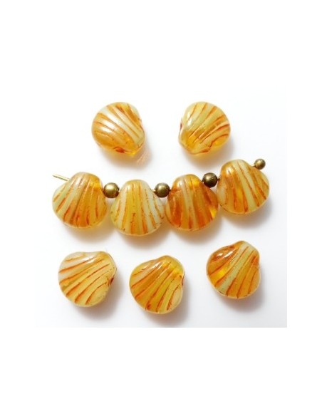 4 Margele sticla presata Cehia scoica maro 9 mm