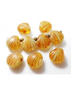 4 Margele sticla presata Cehia scoica maro 9 mm