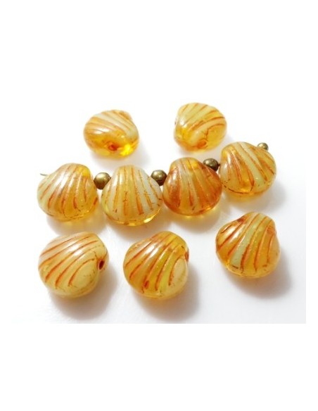 4 Margele sticla presata Cehia scoica maro 9 mm