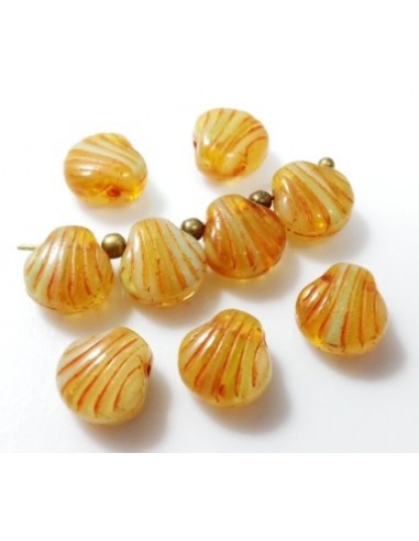 4 Margele sticla presata Cehia scoica maro 9 mm