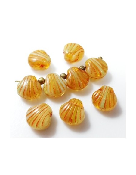 4 Margele sticla presata Cehia scoica maro 9 mm