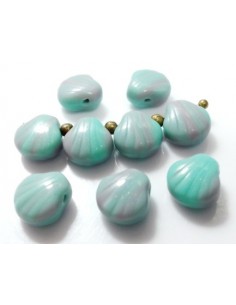 4 Margele sticla presata Cehia scoica vernil/lila 9 mm