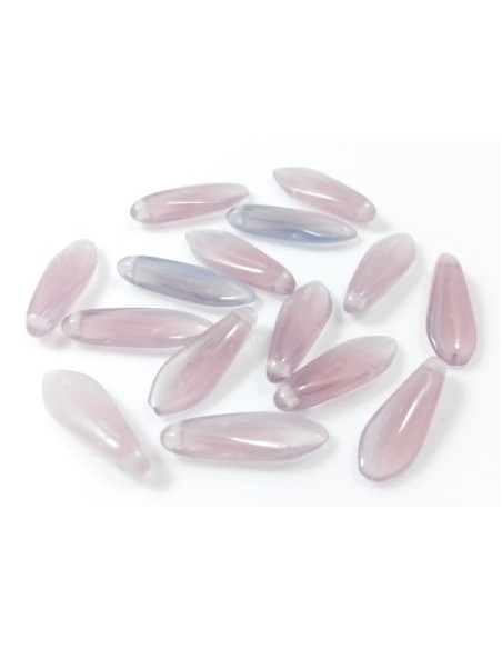 10 Margele sticla presata mata Cehia "Daggers" 16 x 5 mm - Lavanda 