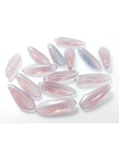 10 Margele sticla presata mata Cehia "Daggers" 16 x 5 mm - Lavanda 