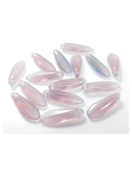 10 Margele sticla presata mata Cehia "Daggers" 16 x 5 mm - Lavanda 