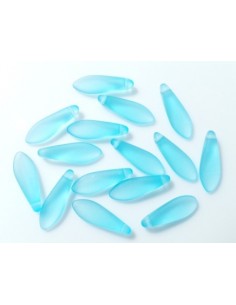 10 Margele sticla presata Cehia "Daggers" 16 x 5 mm - Aqua matt