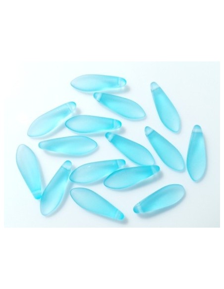 10 Margele sticla presata Cehia "Daggers" 16 x 5 mm - Aqua matt