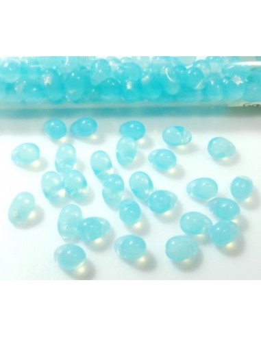 10 Margele sticla Cehia drop (picatura) 4 x 6 mm Aqua Opal