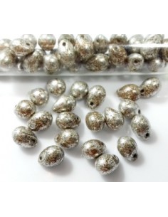 10 Margele sticla Cehia drop (picatura) 5 x 7 mm Silver/Brown
