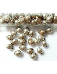 10 Margele sticla Cehia drop (picatura) 5 x 7 mm Silver/Brown 2
