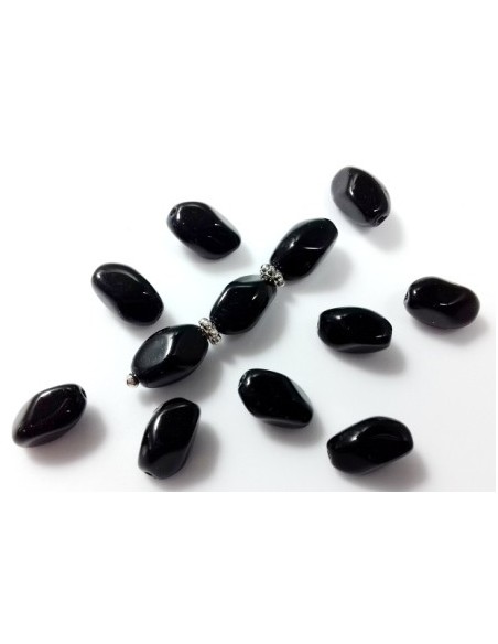 Margele sticla Cehia ovale 11 x 7 mm - Jet