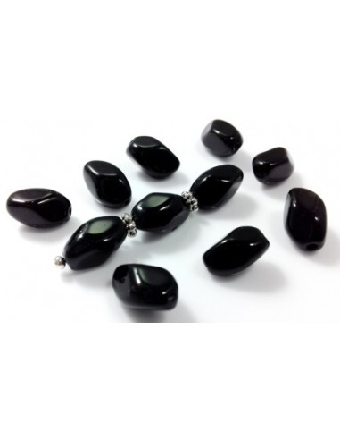 Margele sticla Cehia ovale 11 x 7 mm - Jet