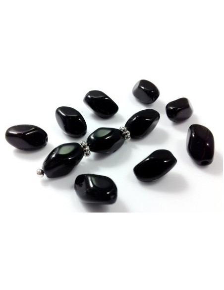 Margele sticla Cehia ovale 11 x 7 mm - Jet