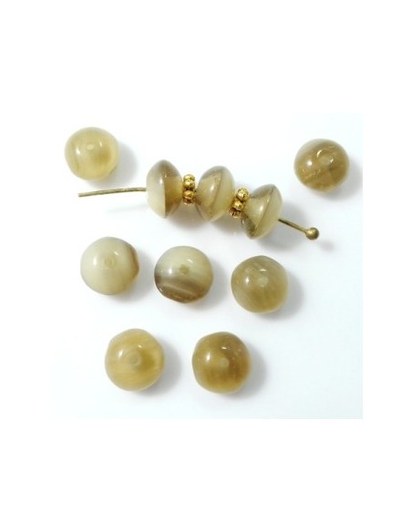 10 Rondele sticla presata Cehia 4 x 7 mm - Rosu/Galben