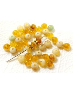 10 Rondele sticlă Fire Polish - Cehia 4 x 5 mm - Aqua  2