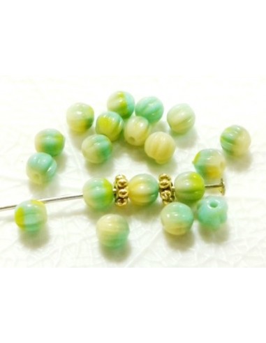 10 Margele sticla presata Cehia, bulb striat 4 x 4 mm - Combined