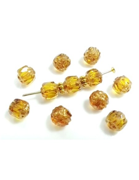 Margele sticla Fire Polish Cehia "Bols" 6 mm - Topaz Bronze