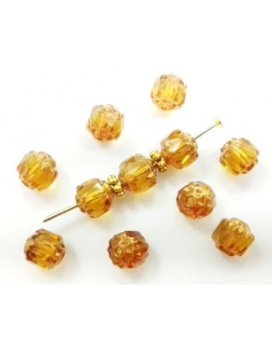 Margele sticla Fire Polish Cehia "Bols" 6 mm - Topaz Bronze