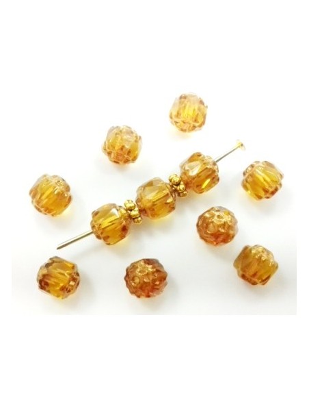 Margele sticla Fire Polish Cehia "Bols" 6 mm - Topaz Bronze