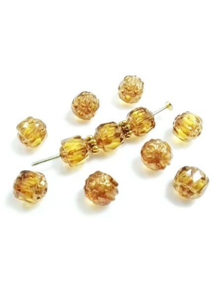 Margele sticla Fire Polish Cehia "Bols" 6 mm - Topaz Bronze