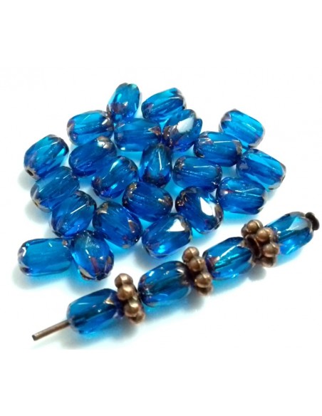 Margele fire polish Cehia 6 x 4 mm Farmers - Capri Blue Bronze