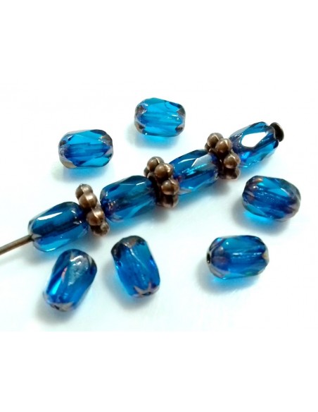 Margele fire polish Cehia 6 x 4 mm Farmers - Capri Blue Bronze