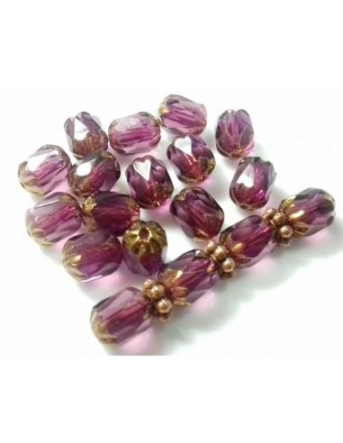 Margele Fire Polish Farmers Cehia 8 x 6 mm - Violet Bronze