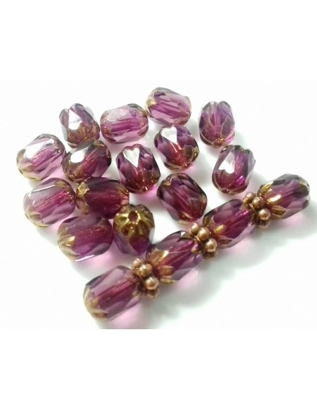 Margele Fire Polish Farmers Cehia 8 x 6 mm - Violet Bronze