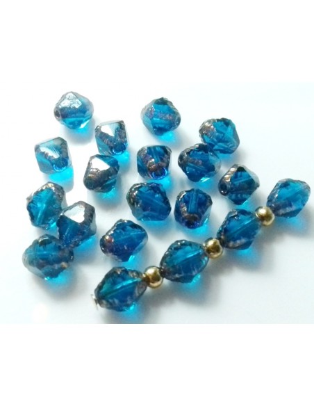 Margele sticla Fire Polish Cehia Antik FAS 8 x 6 mm -  Capri Blue